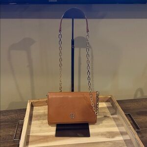 Tory Burch Tan Crossbody Bag with Gold Chain
